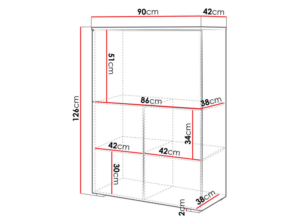KOMMODE / SCHREIBTISCH Vera 90 mit LED Beleuchtung - Weiß Hochglanz/Alufarben, Holzwerkstoff/Kunststoff (90/126/42cm) - MIRJAN24