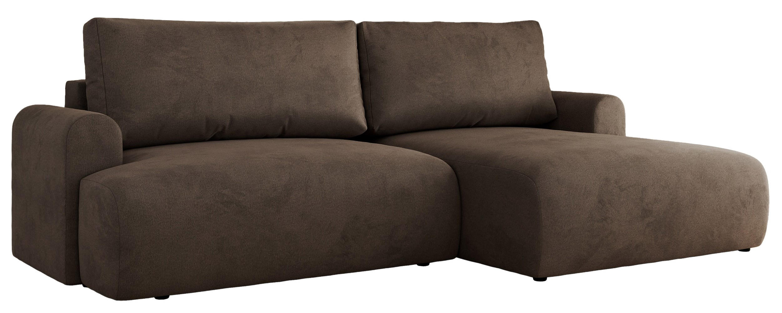 ECKSCHLAFSOFA TONO L Braun Velvet - rechts - Schwarz/Braun, Kunststoff/Textil (150/260cm) - MKS