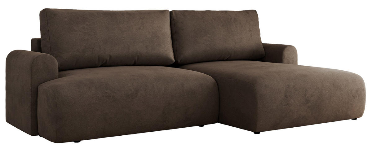 ECKSCHLAFSOFA TONO L Braun Velvet - rechts - Schwarz/Braun, Kunststoff/Textil (150/260cm) - MKS