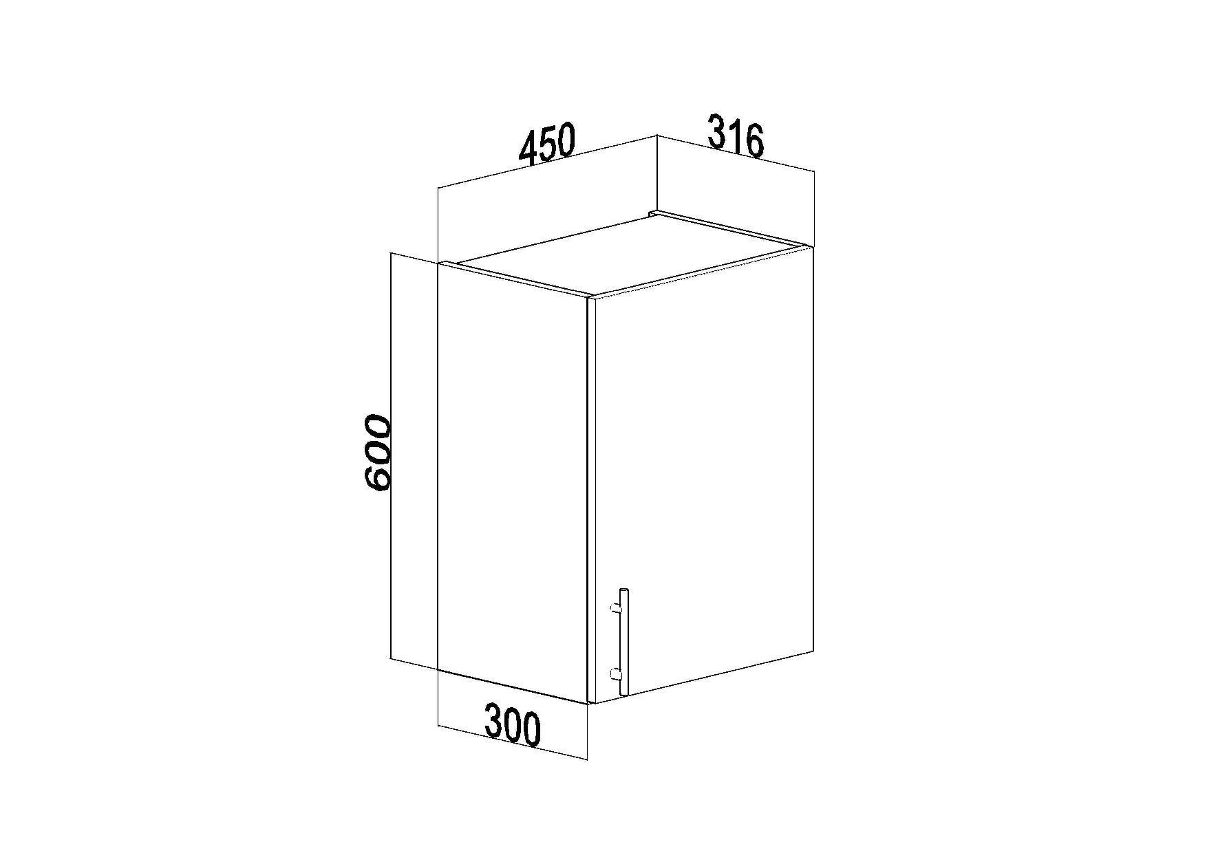 KÜCHENHÄNGESCHRANK G45 eiche bordeaux - Bordeaux, Holzwerkstoff (45/60/31cm) - roe furniture