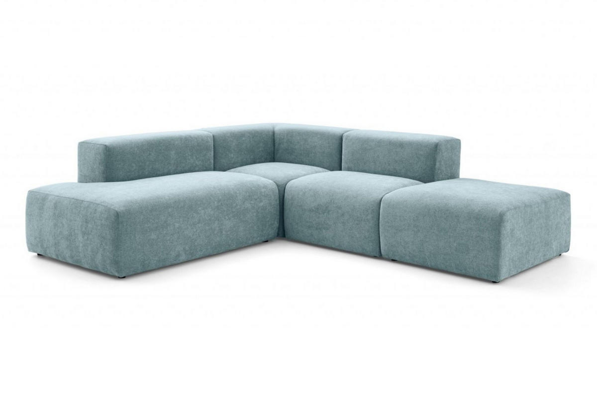 4-SITZER modulares Ecksofa HEAVEN SET 3 Links, Breite 270 cm Webstoff Blaugrau - Blaugrau/Schwarz, Holz/Kunststoff (245/270cm) - Muffo