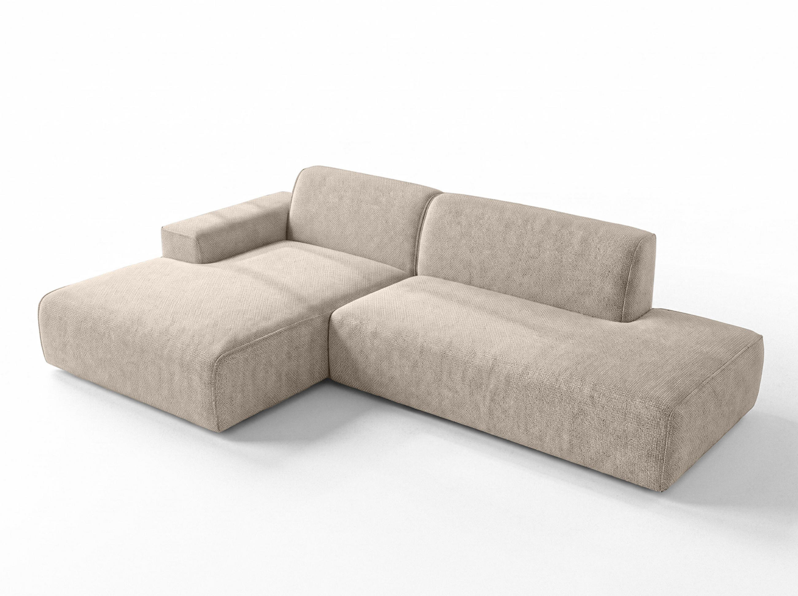 ECKSOFA L Form Didim Duo Beige 288/162/80 cm – stilvolle kleine Eckcouch Links - Beige/Schwarz, Kunststoff/Textil (288/162cm) - AX Living