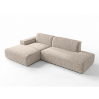 ECKSOFA L Form Didim Duo Beige 288/162/80 cm – stilvolle kleine Eckcouch Links - Beige/Schwarz, Kunststoff/Textil (288/162cm) - AX Living