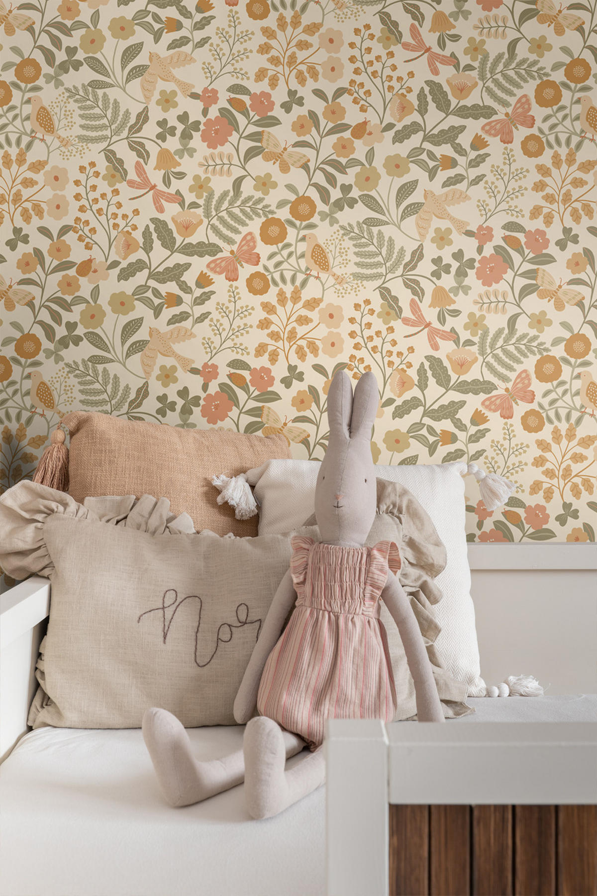 TAPETE Blumen und Vögel 53 cm x 10.05 m - Orange, Papier (53/0.1cm) - ESTAhome