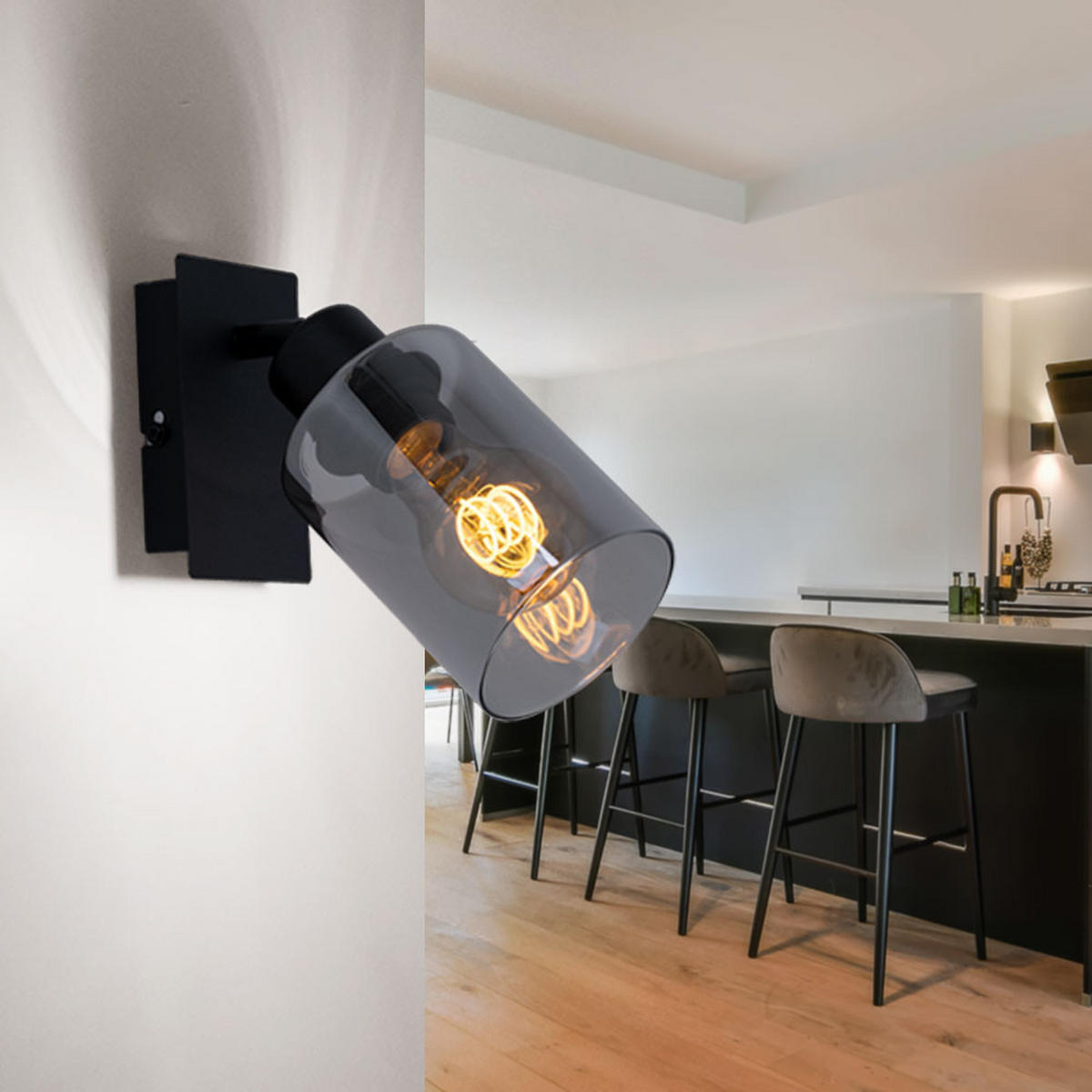 LED WANDLEUCHTE HADERA Glas Grau - Grau, Glas (9/20/9cm) - Globo Lighting