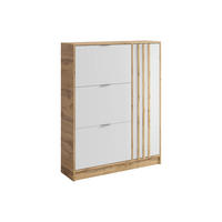 SCHUHSCHRANK - 102 cm x 30 cm - holz - naturfarben hell, weiß Janakia - Weiß, Holz (102/130/30cm) - Vente-Unique