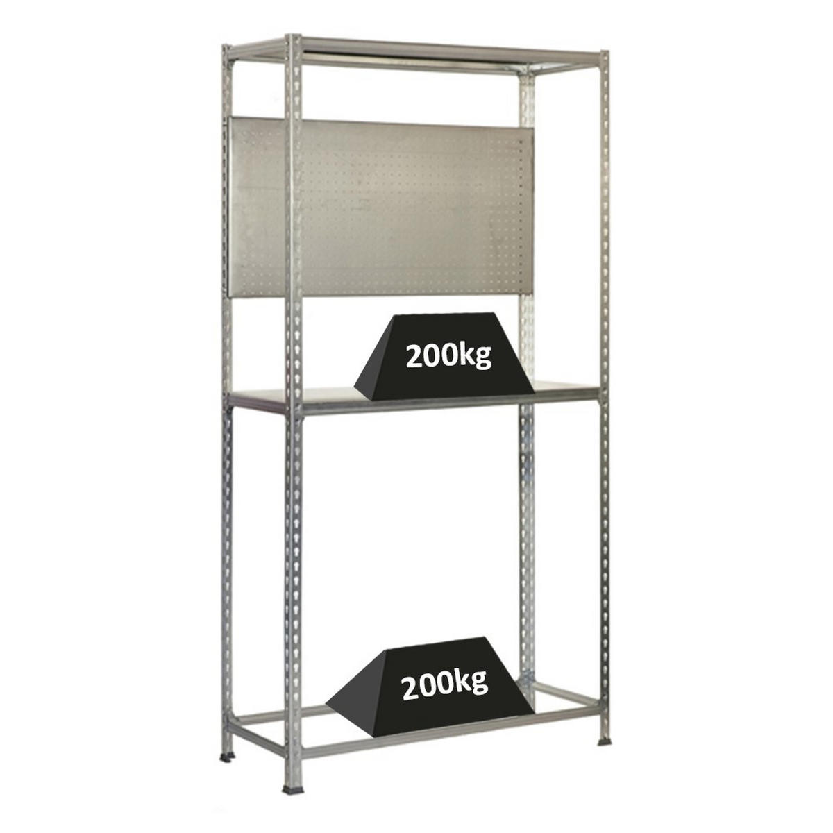 REIFENREGAL mit Arbeitsfläche Metal Shark NO.4 HxBxT 200 x 120 x 40 cm 6 Reifen Verzinkt - Silberfarben, Metall (120/200/40cm) - PROREGAL