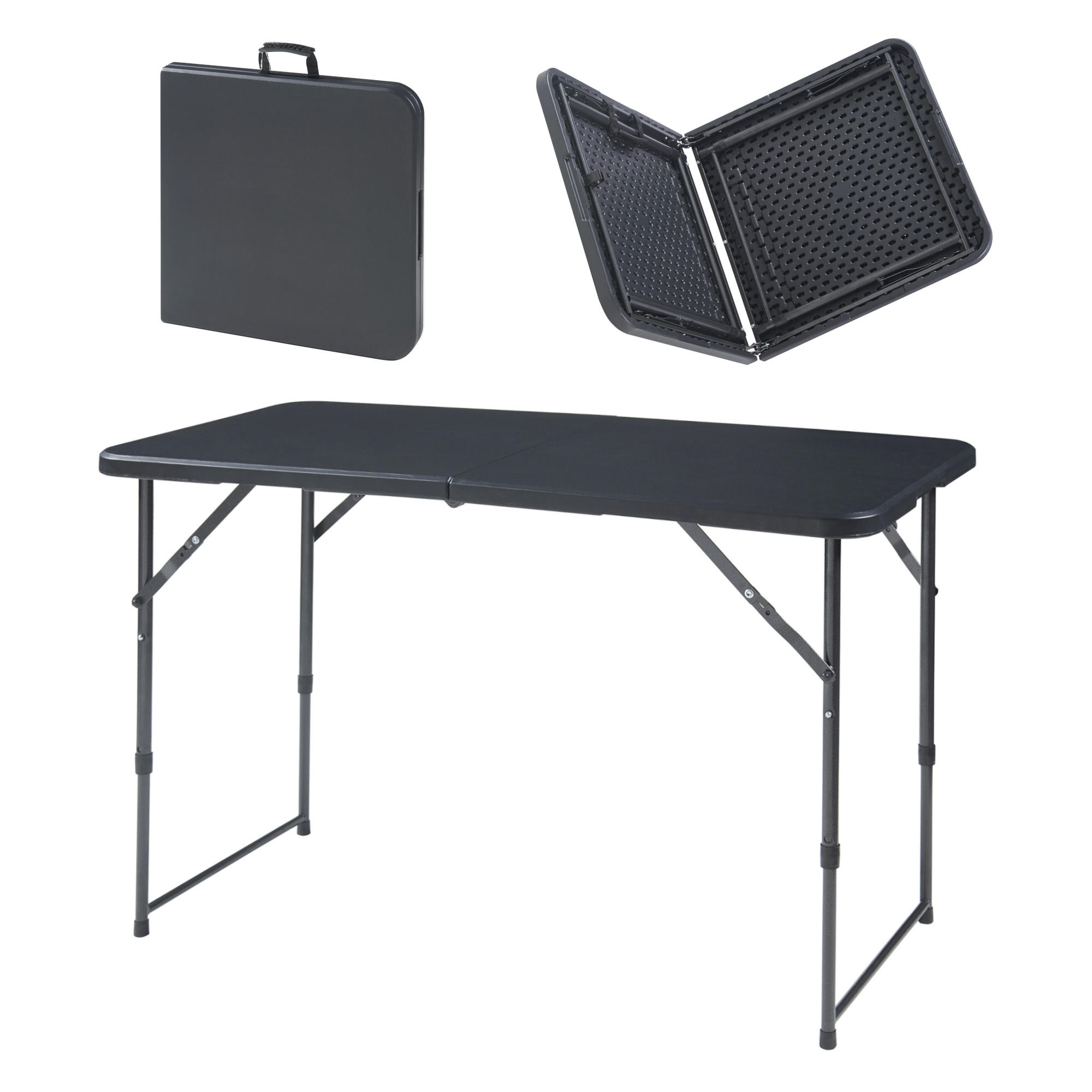 KLAPPTISCH Adelfia - Schwarz, Kunststoff/Metall (120/60/90cm) - [en.casa]