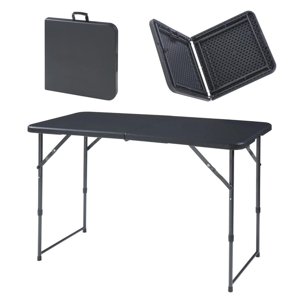 KLAPPTISCH Adelfia - Schwarz, Kunststoff/Metall (120/60/90cm) - [en.casa]