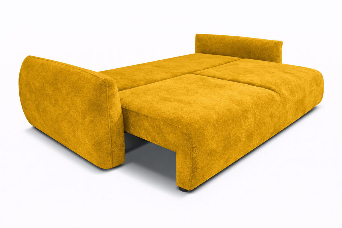 SOFA Mit Schlaffunktion Und Bettkasten, Veloursstoff Salvador, Gelb, Zephira - Gelb, Holz (238/87/102cm) - Kaiser Möbel