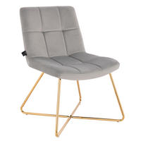 LOUNGESESSEL LYNN Samt Grau - Goldfarben/Grau, Textil/Metall (58/82/64cm) - SVITA