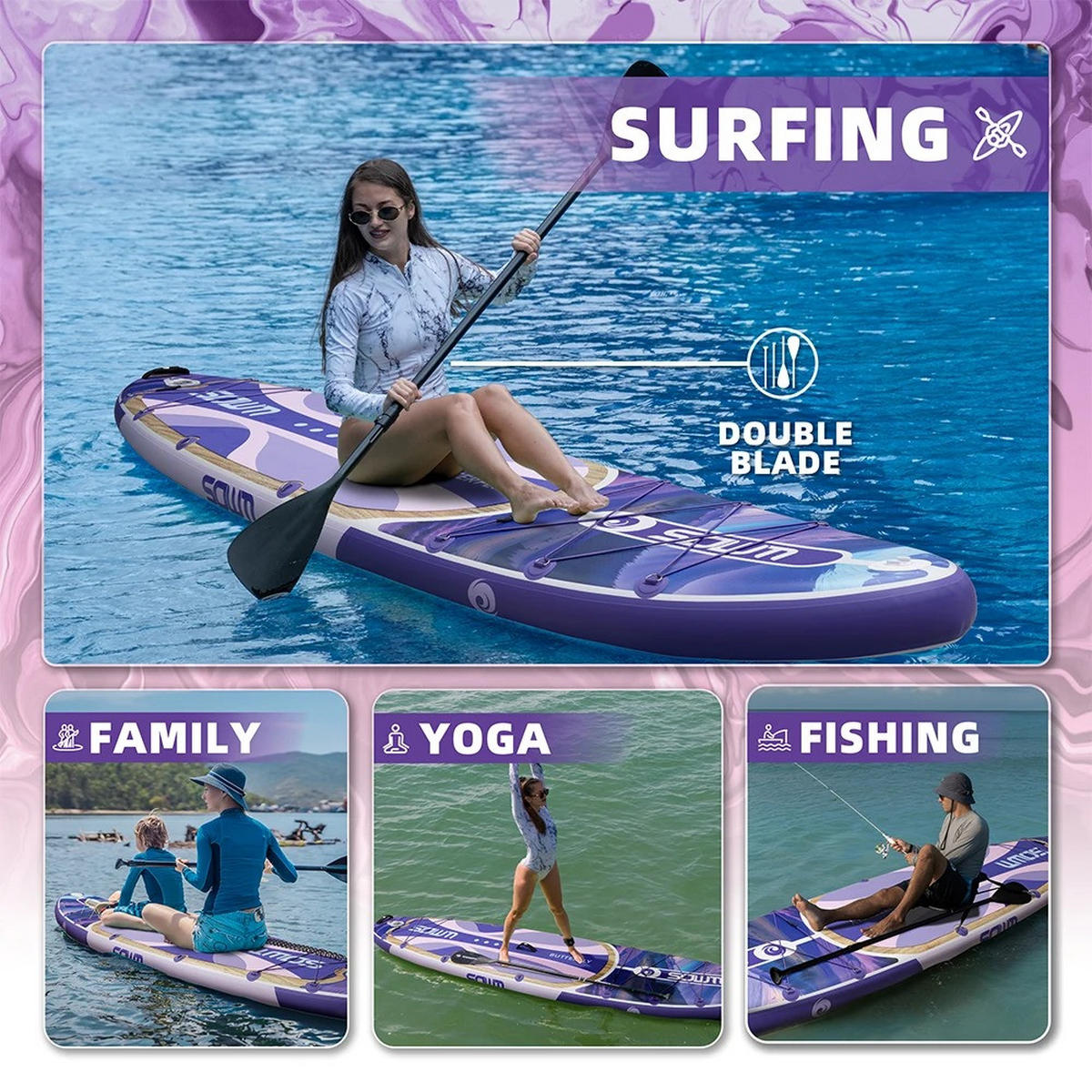 STAND UP PADDLE BOARD Lila - Lila, Kunststoff (335/85cm) - Kaket