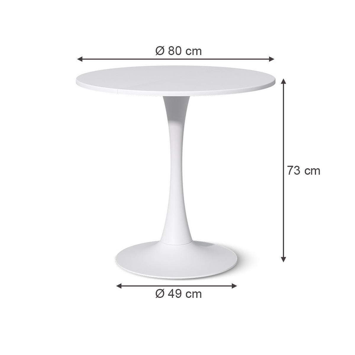 JEDILNA MIZA Carl Bela 80 x 80 cm - bela, leseni material (80/80/73cm) - Vicco