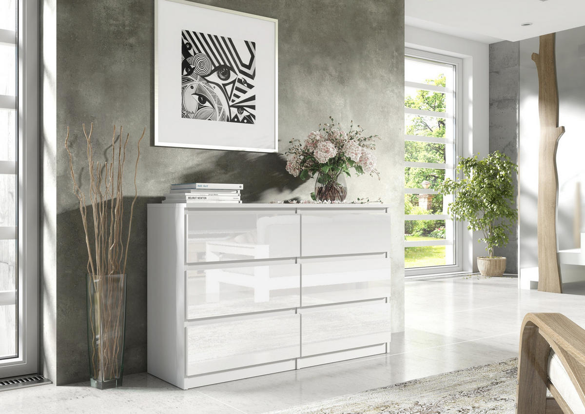 KOMMODE Weiß, Hochglanz 139/79/39 - Weiß Hochglanz/Weiß, Holzwerkstoff (139/79/39cm) - RAUMHIRSCH FURNITURE