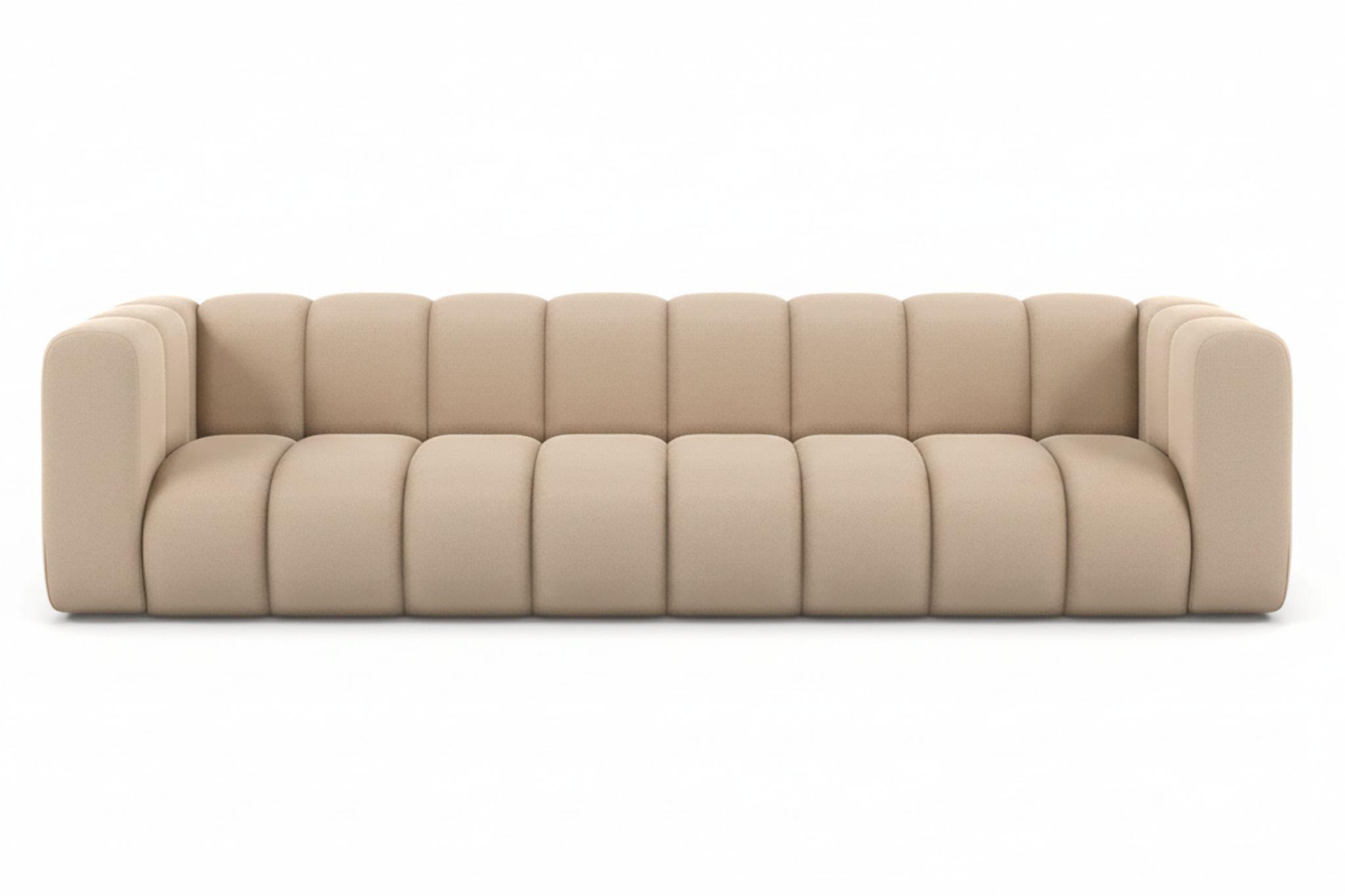 COUCH, Viersitzer-Sofa Grand, Veloursstoff Salvador, Beige - Beige, Holz (290/70/93cm) - Kaiser Möbel