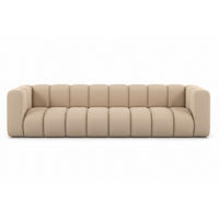 COUCH, Viersitzer-Sofa Grand, Veloursstoff Salvador, Beige - Beige, Holz (290/70/93cm) - Kaiser Möbel