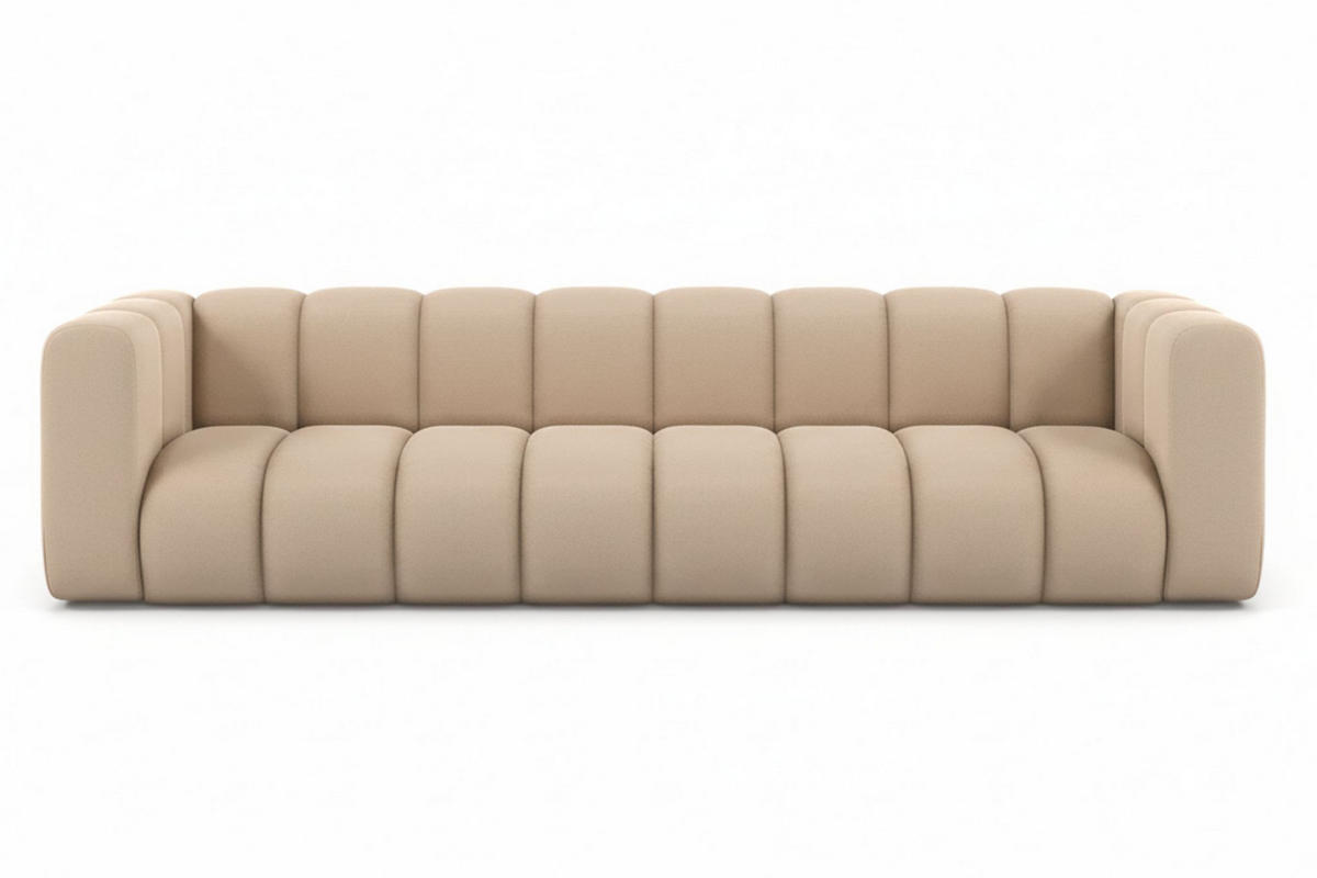 COUCH, Viersitzer-Sofa Grand, Veloursstoff Salvador, Beige - Beige, Holz (290/70/93cm) - Kaiser Möbel