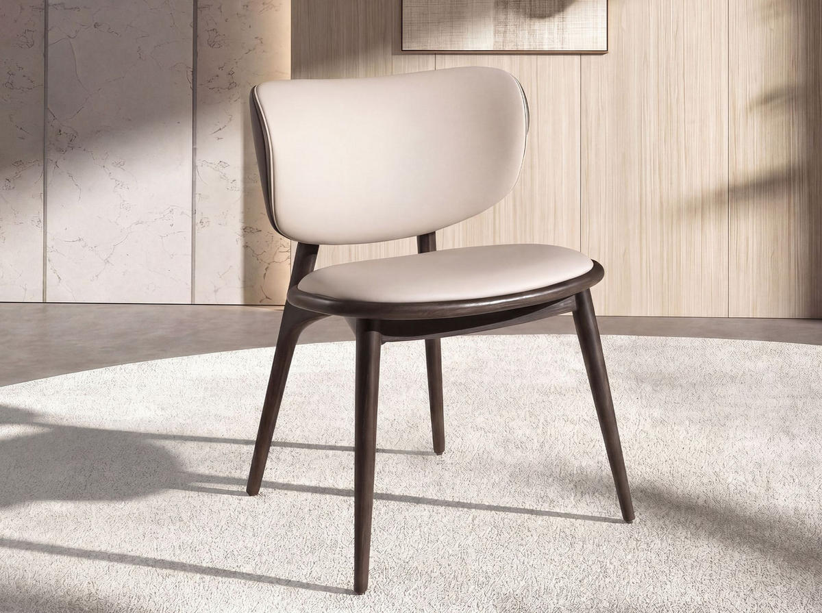 STUHL Angel Cerdá Modell 4257, Kunstleder Creme-Dunkelgrau - Wildeiche/Dunkelgrau, Leder/Holzwerkstoff (54/79/63cm) - ANGEL CERDA
