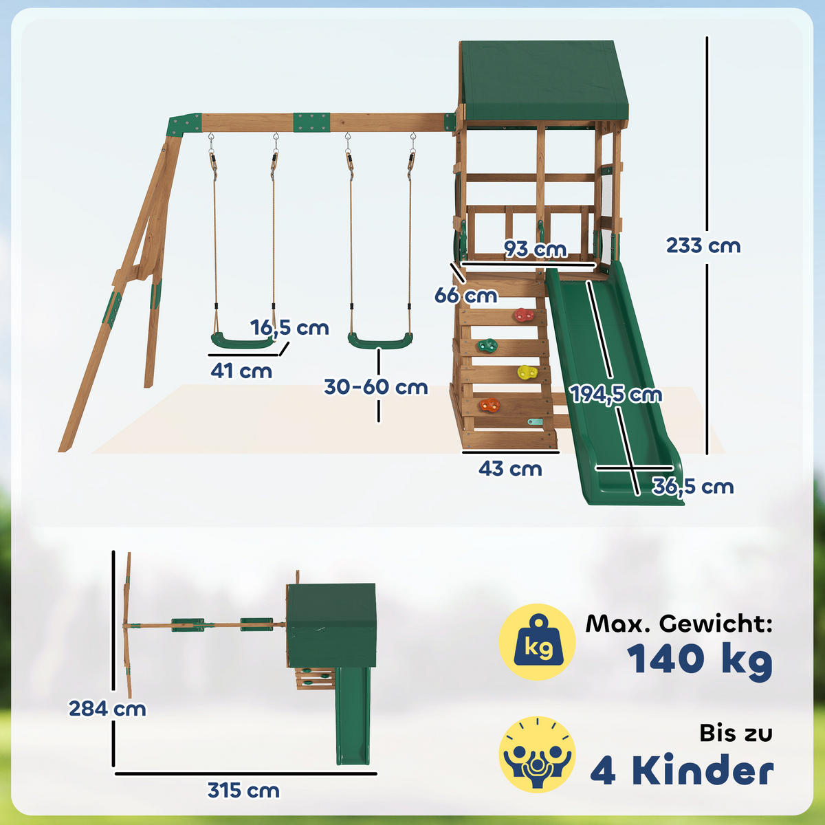 RUTSCHE DE-09355 Grün - Grün, Holz (284/233/315cm) - ComfortXL