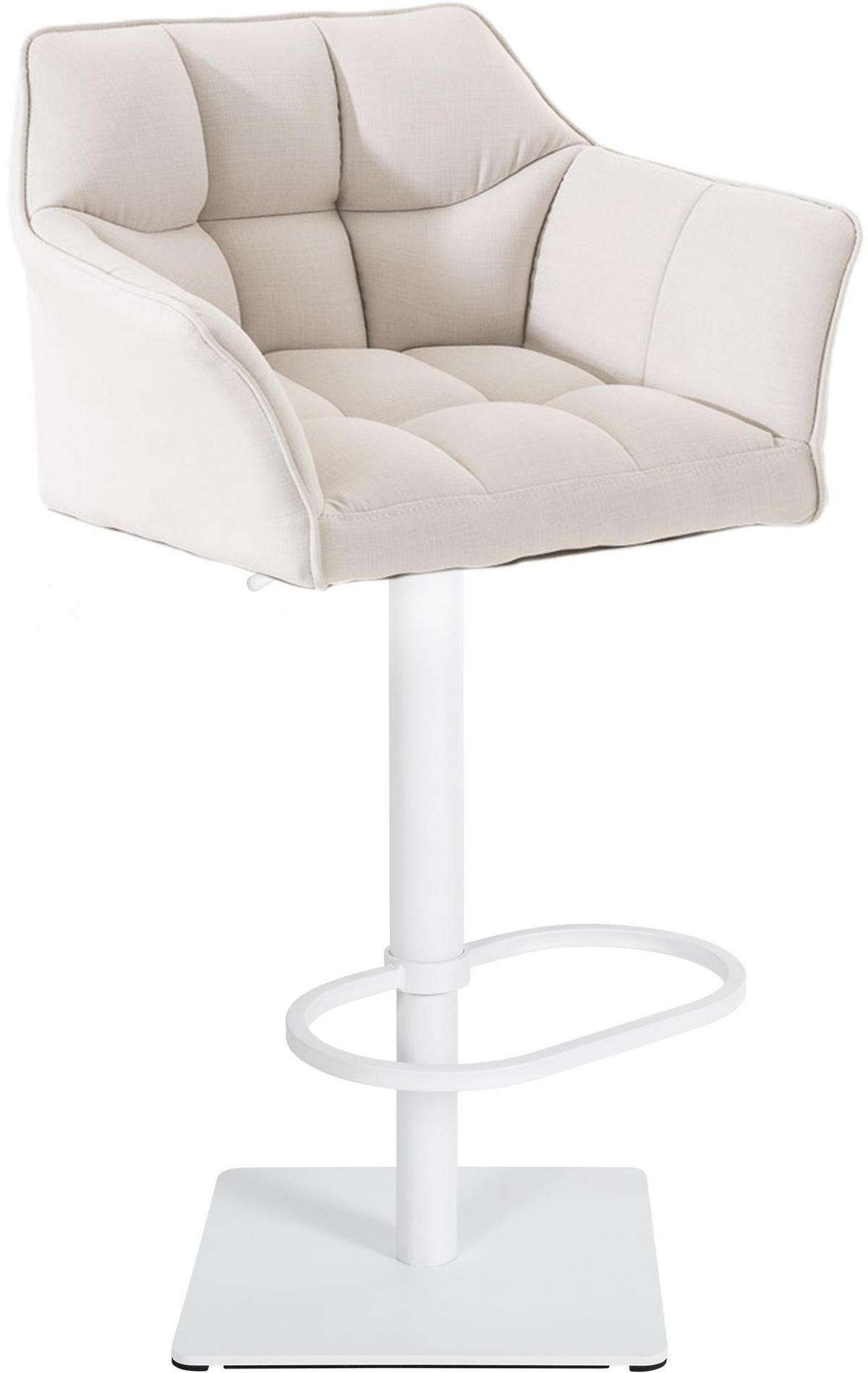 BARHOCKER Stoff Weiß - Weiß, Textil/Metall (64/88/45cm) - CLP