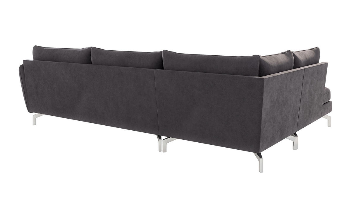ECKSOFA Elou Graphit Microfaser - Chromfarben/Graphitfarben, Holz/Textil (277/200cm) - S-Style Möbel