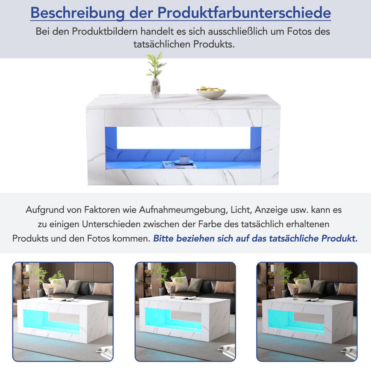 KLUB stolić 100/50/50 cm bijeli od iverice s LED rasvjetom i otvorenim prostorom za odlaganje - bijela, drvni materijal (100/50/50cm) - OKWISH