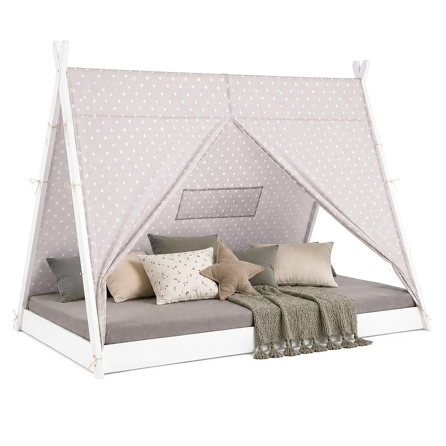 KINDERBETT 90/200 cm Tipi weiß - Weiß, Holz (208/132/105cm) - Homestyle4u