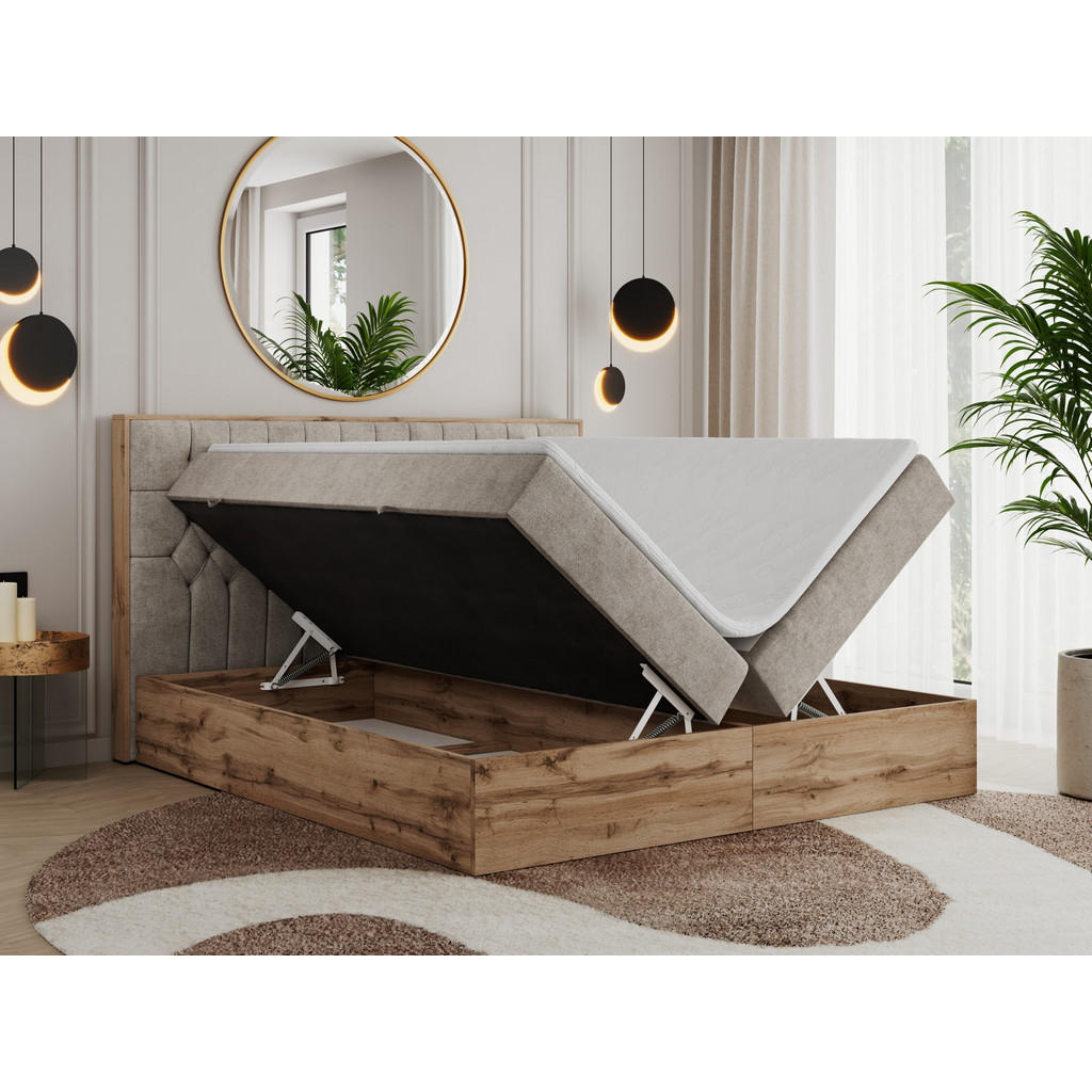 Thumbnail - MKS Boxbett, Beige, Textil, 2-Sitzer, H4, Rechteckig, 160x200 cm, Schlafzimmer, Betten, Boxspringbetten