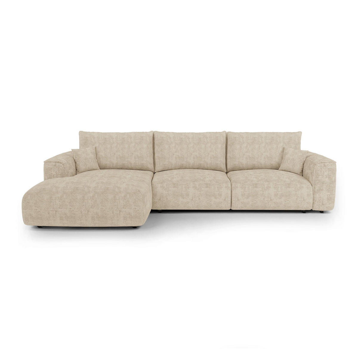 LINKSECK-SCHLAFSOFA mit Stauraum COMO Cord Beige 297cm - Beige, Textil (297/167cm) - Premium Interiors