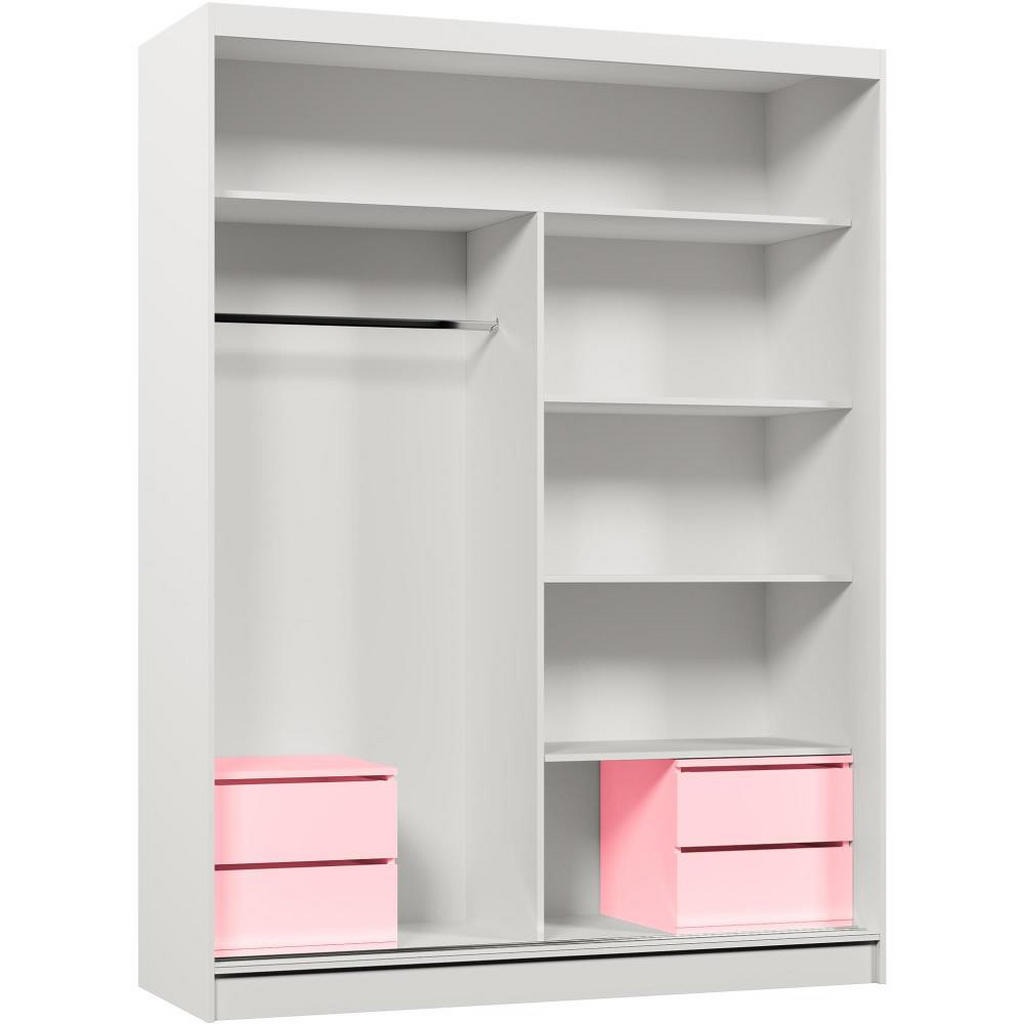 Thumbnail - Beautysofa Schwebetürenschrank, Grau, Weiß, Holzwerkstoff, 6 Fächer, 160x216x61 cm, Schlafzimmer, Kleiderschränke, Schwe...