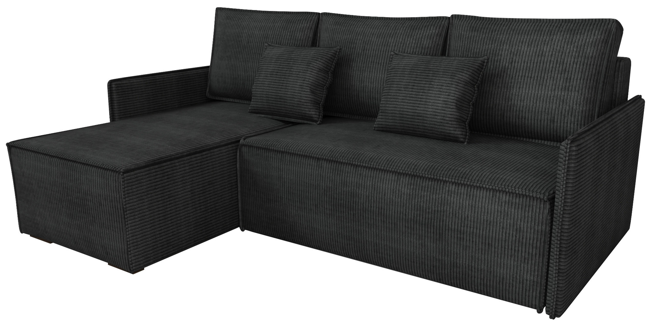 ECKSOFA Atlantic mit Schlaffunktion Schwarz Cord - Schwarz, Textil (238/141cm) - Bromarkt