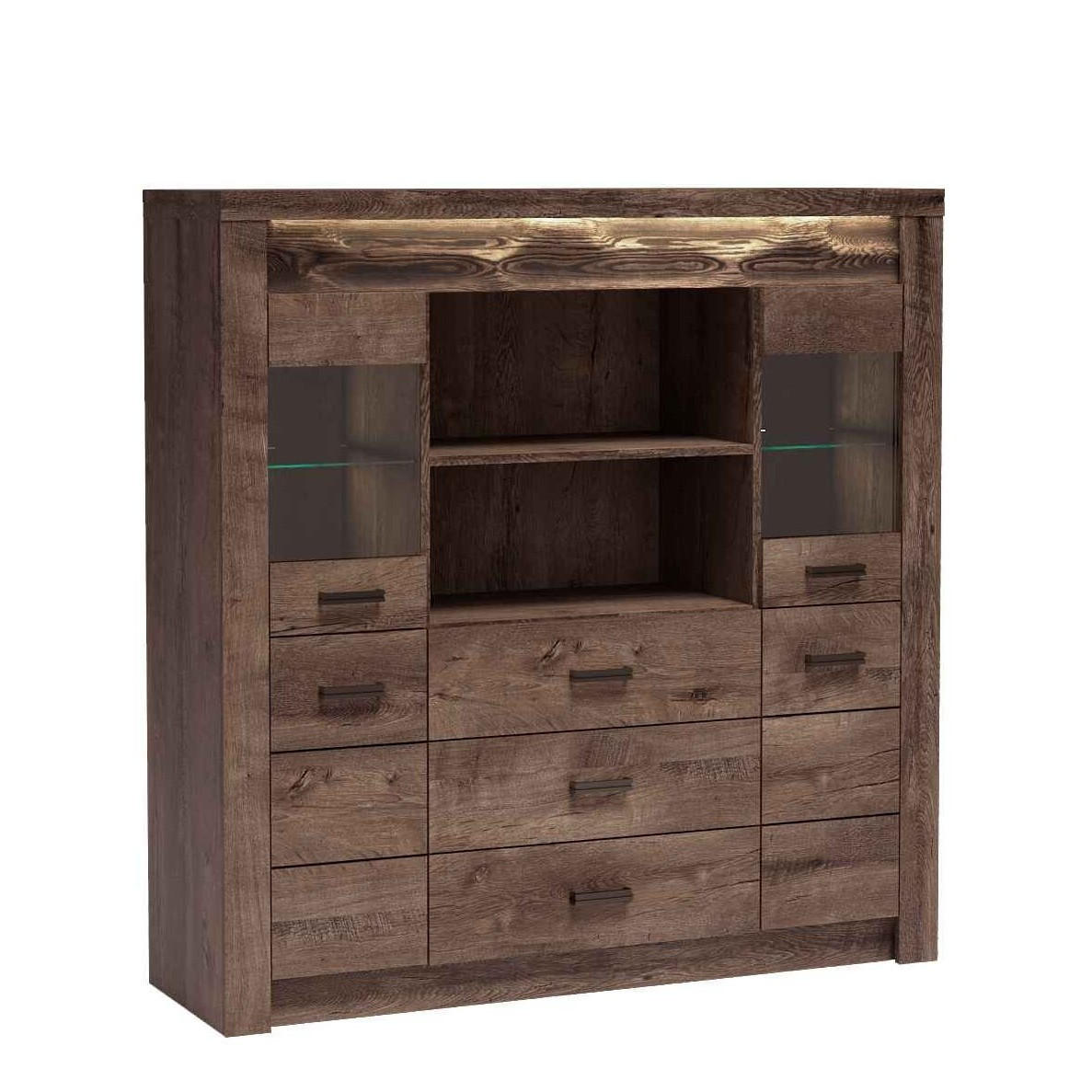 KOMMODE ZERI 137/141,5/42cm mit 3 Schubladen 4 Türen Braun - Dunkelbraun/Braun, Holzwerkstoff (137/141.5/42cm) - MASSENO