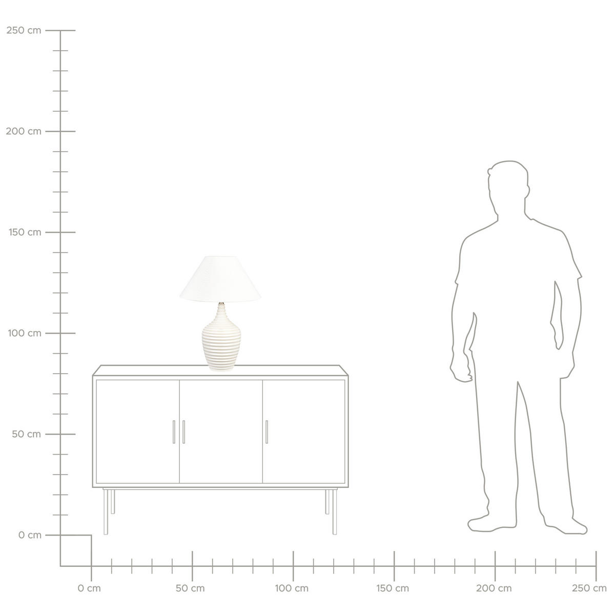 TISCHLAMPE Celeste 34/34/56 cm - Beige, Keramik (34/34/56cm) - Beliani