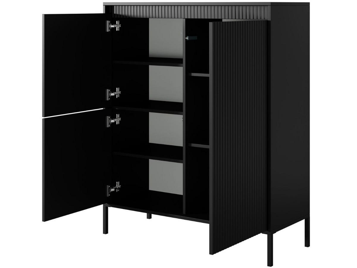KOMMODE Schwarz 104/124/40 cm Sorano - Schwarz, Naturmaterialen/Metall (104/124/40cm) - Graingold