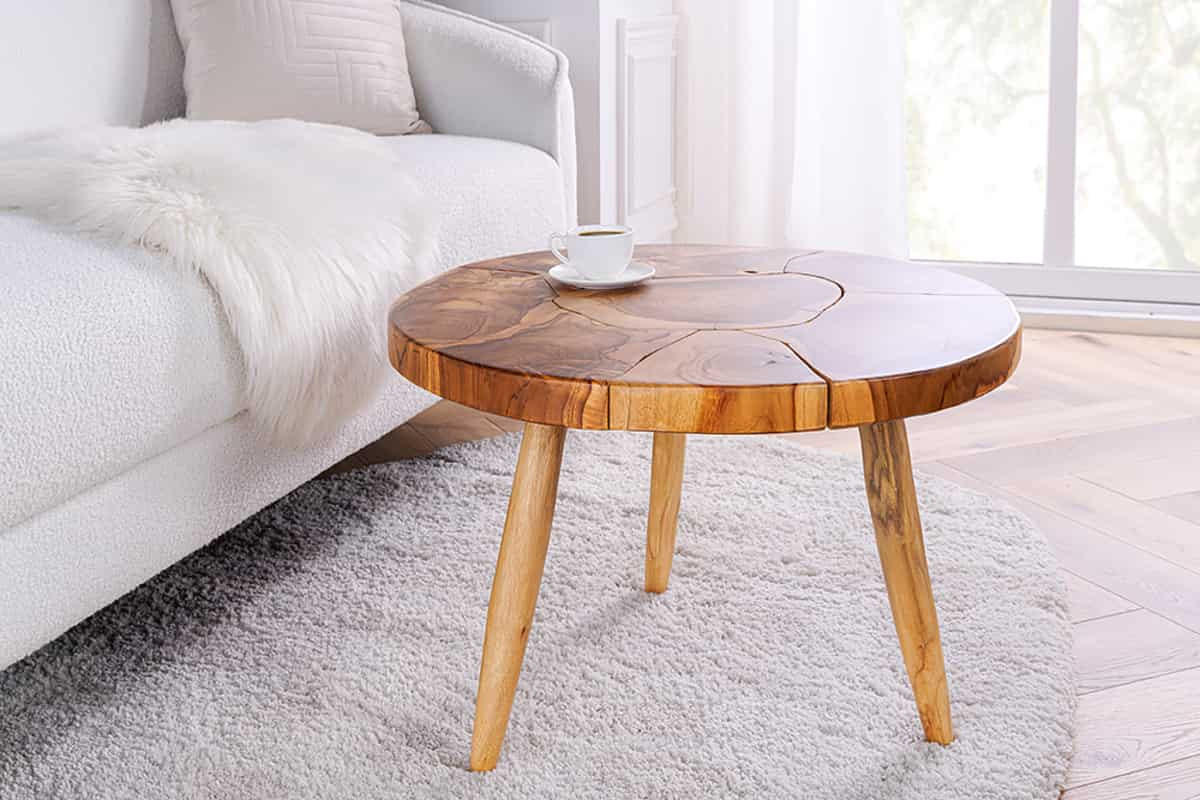 COUCHTISCH MOSAIK Teakholz rund Natur 60cm - Braun, Holz (60/60/40cm) - riess-ambiente