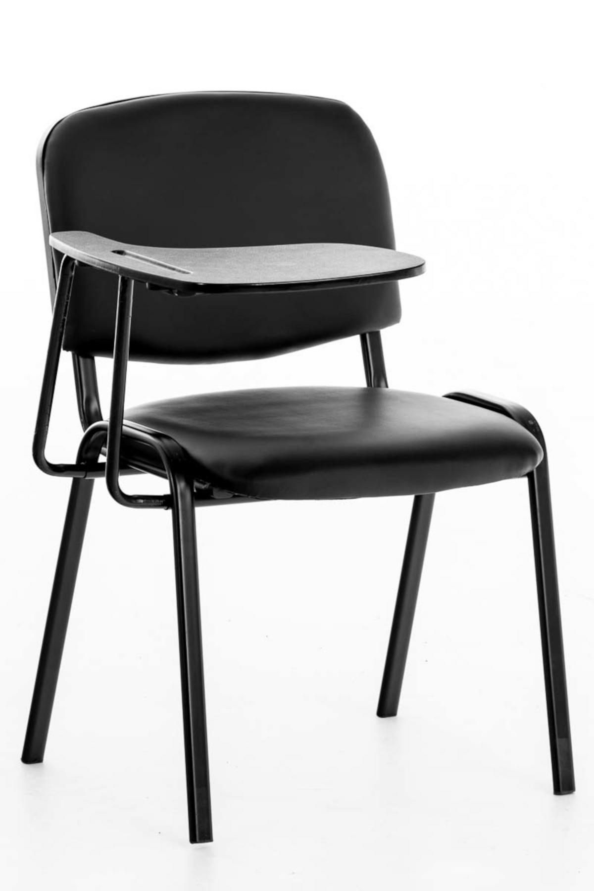 BESUCHERSTUHL 4er Set Lederlook Schwarz - Schwarz, Textil/Metall (53/81/71cm) - CLP