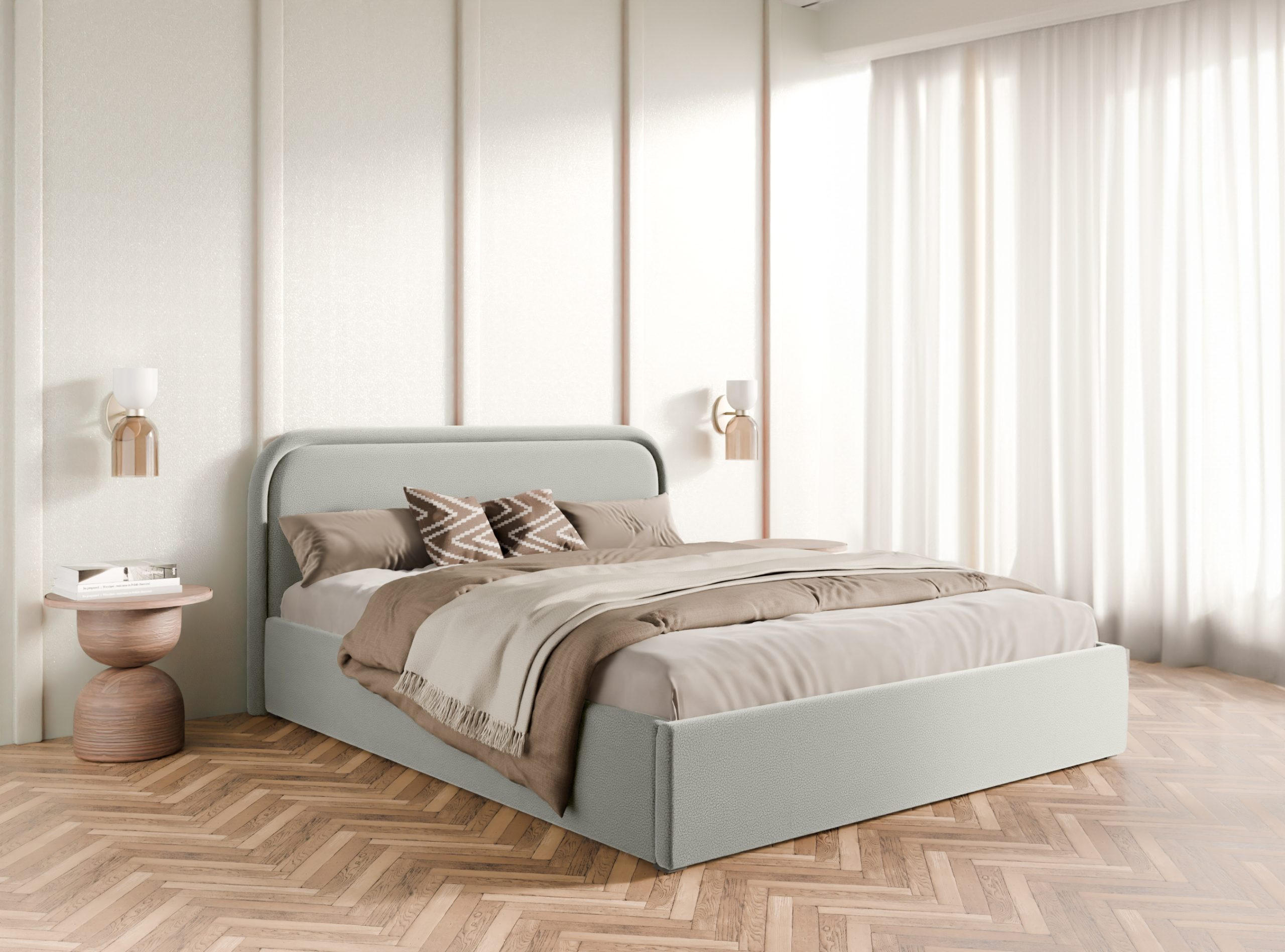 POLSTERBETT Juko 180x200 cm, Grau - Grau, Textil (180/200cm) - Fedve