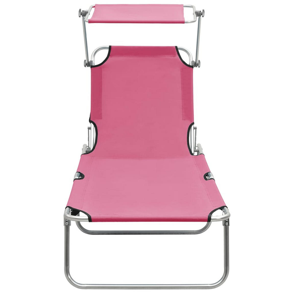 KLAPPLIEGE mit Sonnendach Rosa Aluminium - Pink, Textil (57.5/27/187cm) - furnicato