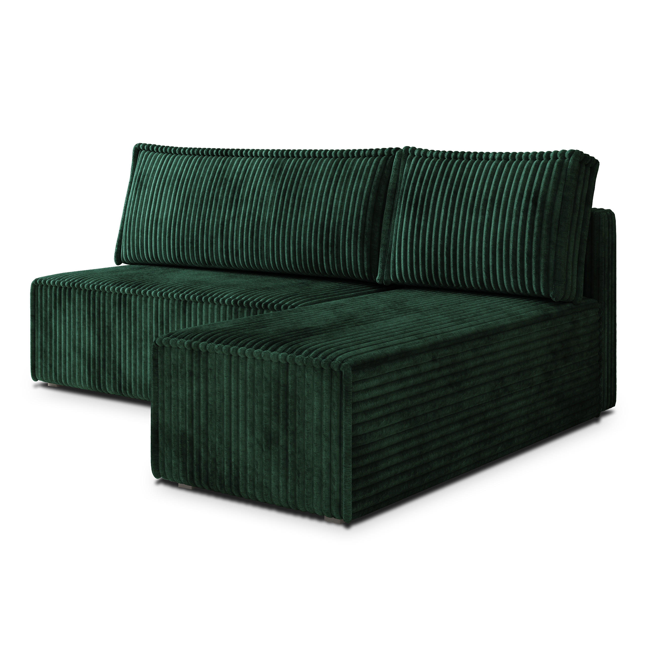 ROHOVÁ SEDAČKA BRISO tmavě zelená - šedá/tmavě zelená, dřevo/textil (200/140cm) - MASSENO