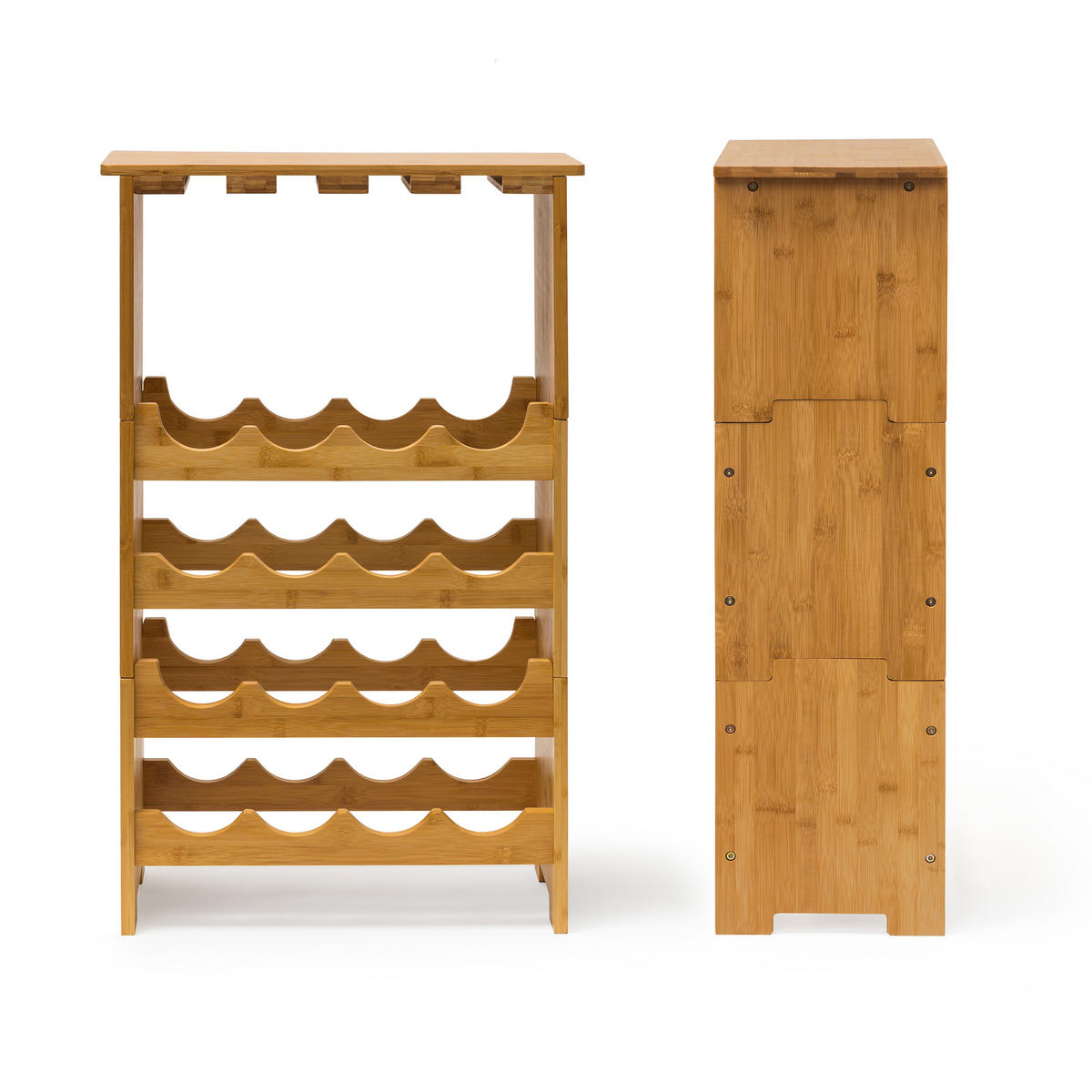 WEINREGAL - Hellbraun, Holz (50/84/24cm) - Relaxdays