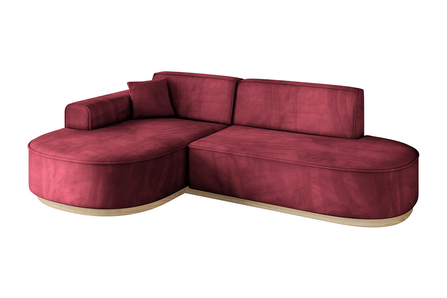 ECKSOFA Ottomane Links MARI-L1-v1 - 243x171x83 cm Bordeaux Velours - Bordeaux, Holzwerkstoff/Textil (243/171cm) - ALTDECOR