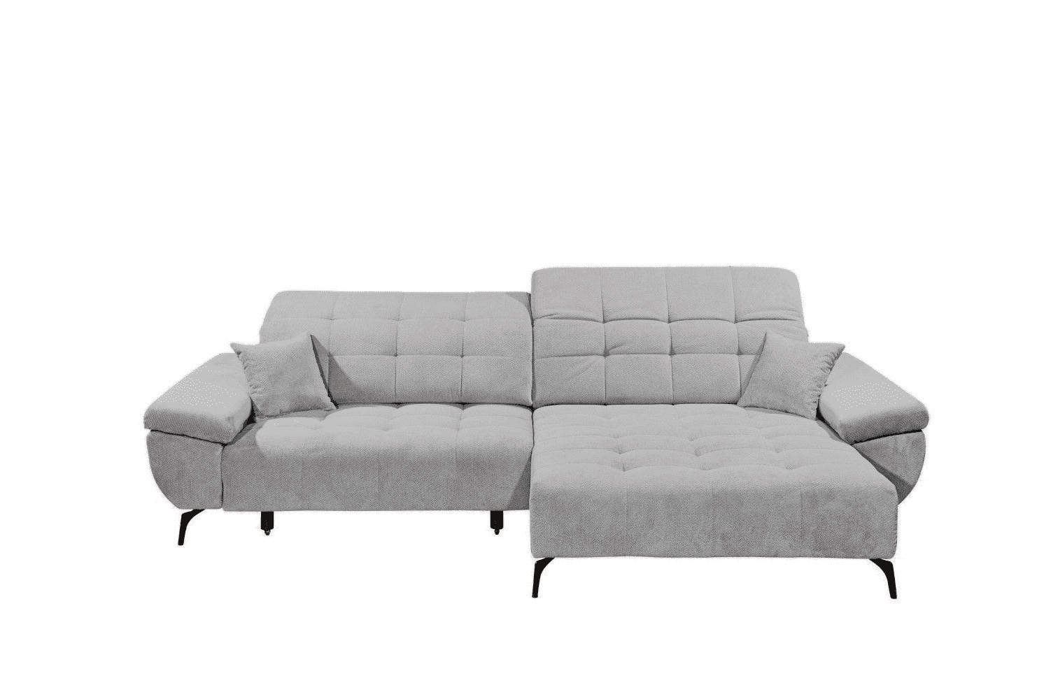 ECKSCHLAFSOFA mit Schlaffunktion & elektrischer Sitztiefenverstellung - Silberfarben/Hellgrau, Holz/Kunststoff (170/297cm) - ed exciting design