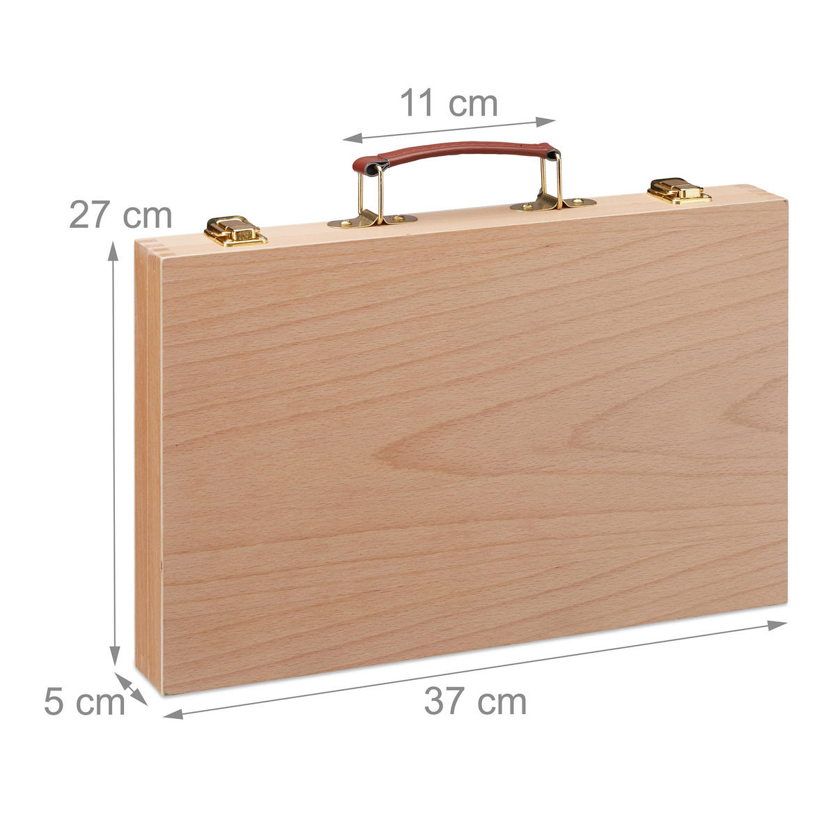 MALKOFFER - Hellbraun, Holz/Kunststoff (37/27/5cm) - Relaxdays