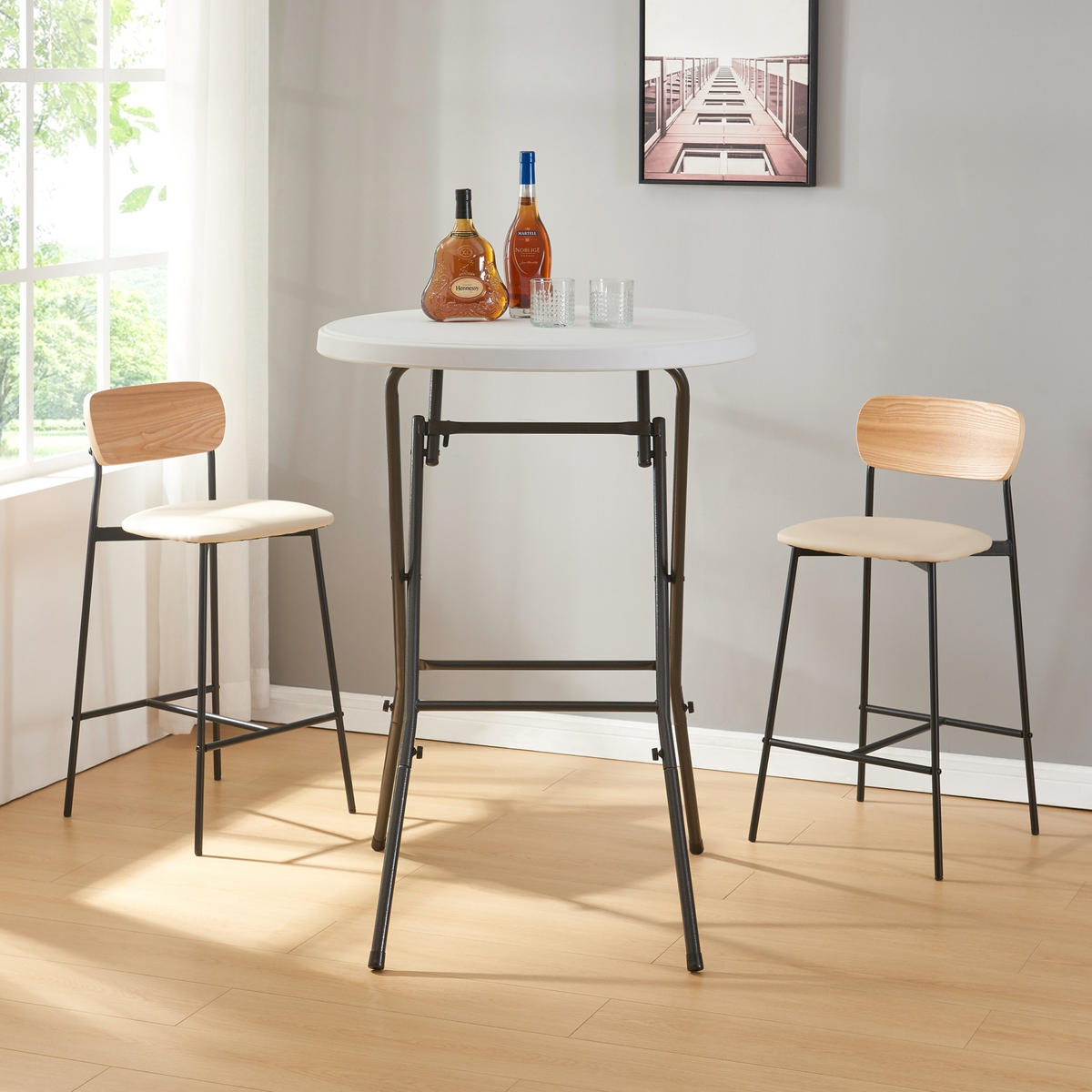 KLAPPTISCH Ljusnarsberg - Weiß, Kunststoff/Metall (80/80/110cm) - [en.casa]