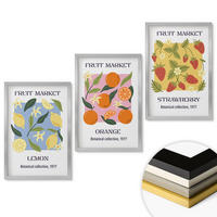 WANDBILDER 3er Set - 40x60 cm Silberner Rahmen - Fruchtposter Zitronen Erdbeeren - Silberfarben, Kunststoff (40/60cm) - ArtPrintCave