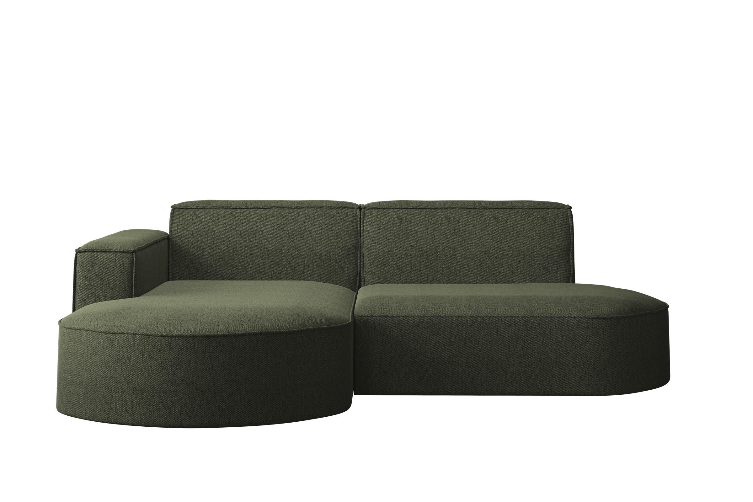 ECKSOFA MODENA L STUDIO Stoff Verita Dunkelgrun Links - Dunkelgrün, Holz (165/236cm) - Kaiser Möbel