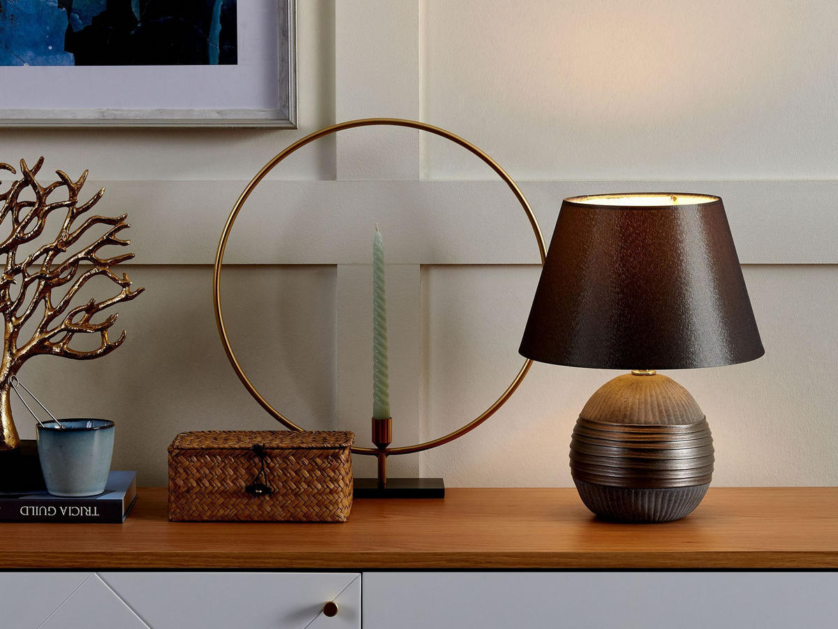 TISCHLAMPE Sado 28/28/37 cm - Grau, Keramik (28/28/37cm) - Beliani