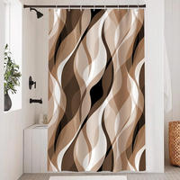 DUSCHVORHANG schimmelresistent Braun abstrakt Streifen Badewanne Stoff wasserdicht waschbar Polyester - Braun, Textil (180/1cm) - MCBOSON