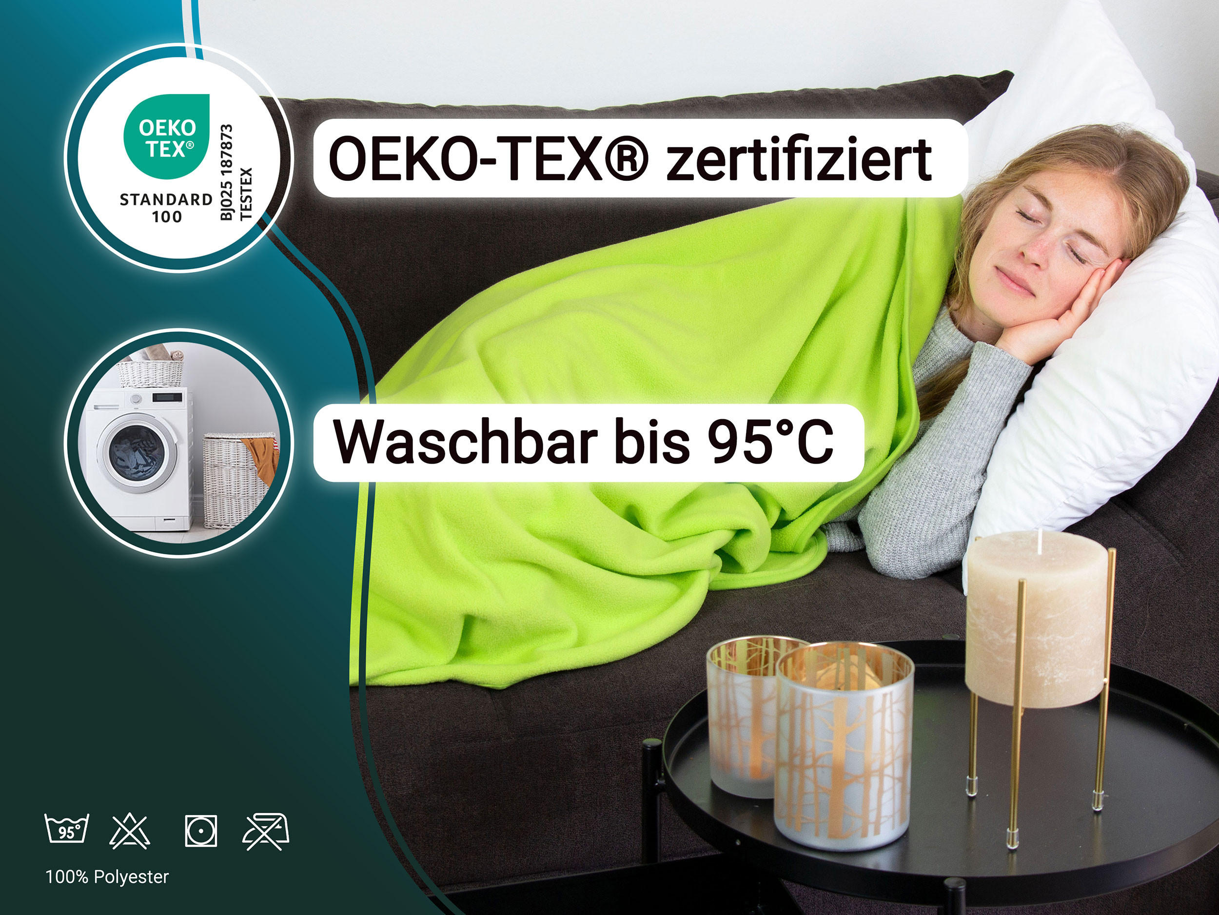 KUSCHELDECKE, 130x170 cm, 100% Polyester, Grün - Hellgrün, Textil (130/170cm) - Zollner