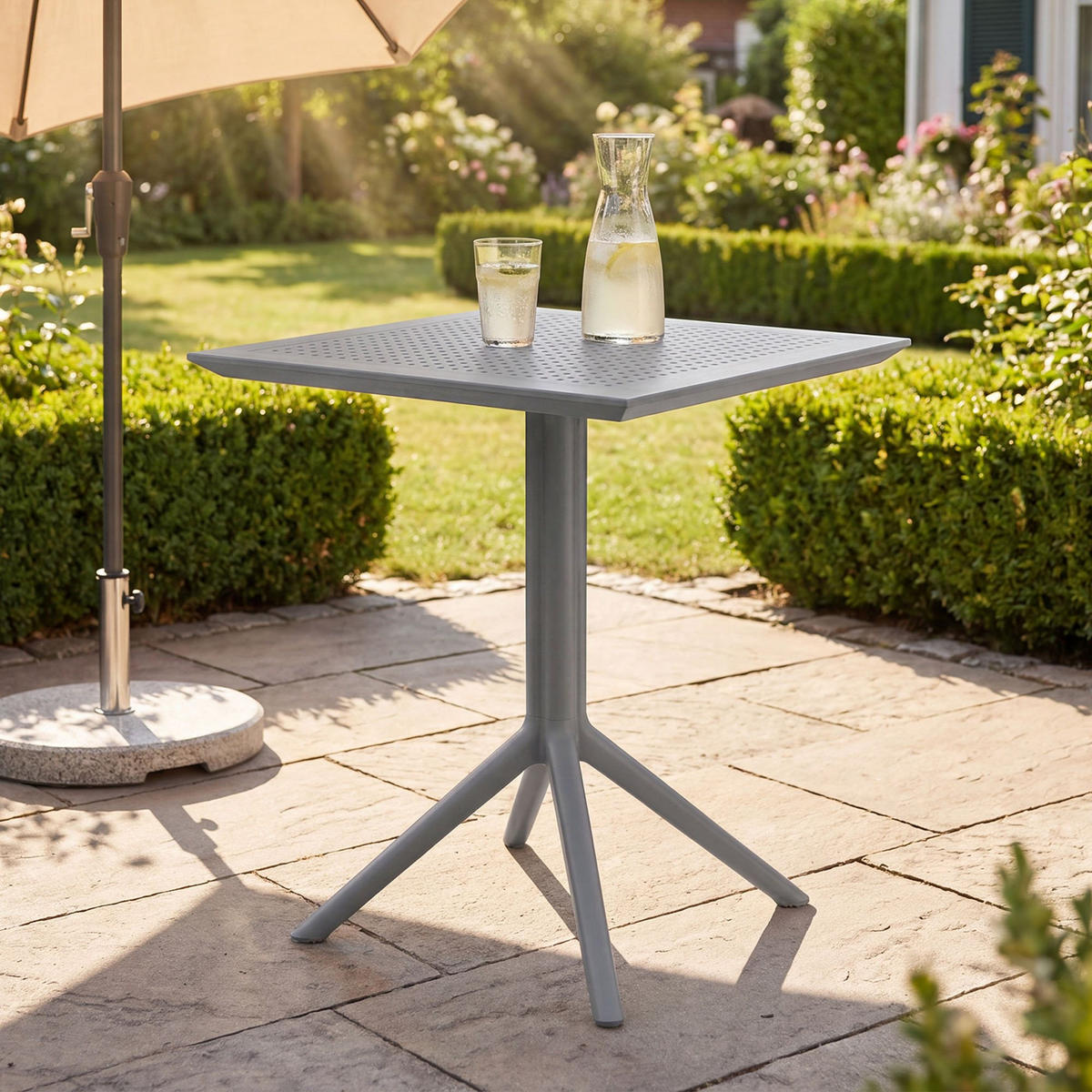 GARTENTISCH eckig 60/60/74 cm Kunststoff Dunkelgrau - Dunkelgrau, Kunststoff (60/60/74cm) - CLP